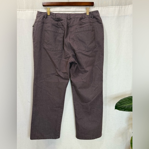 Ruby Rd. Embellished Straight Leg Pants Size 16 | Brown Beaded Floral Pocket - Picture 2 of 5